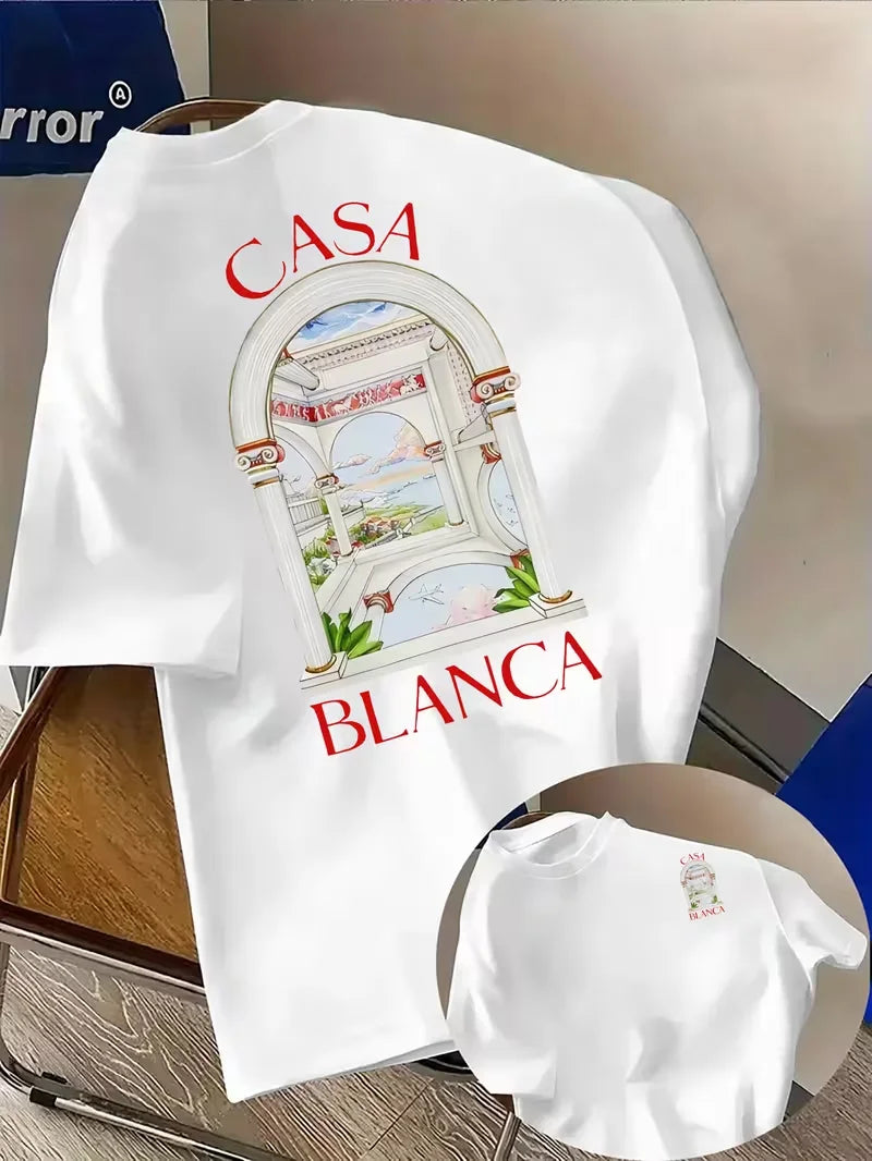 T-shirt graphique architectural esthétique Casablanca