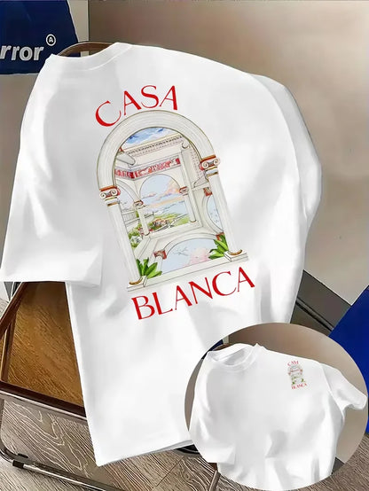 T-shirt graphique architectural esthétique Casablanca