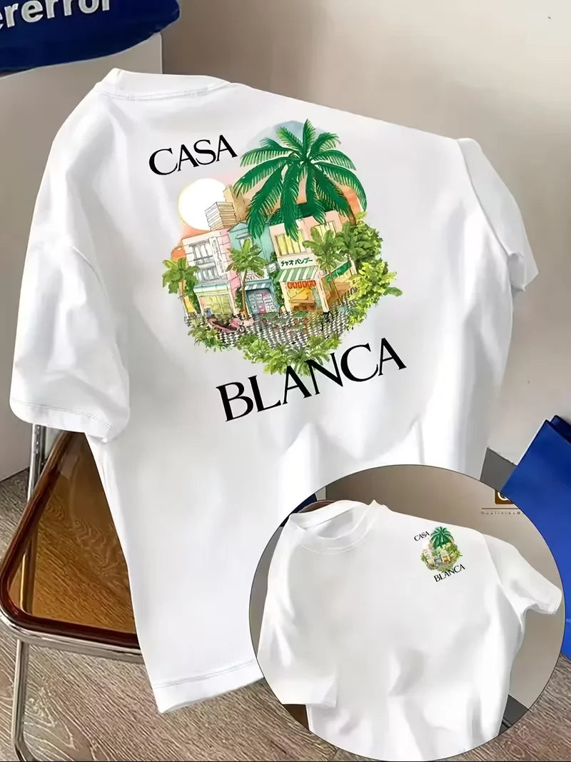 T-shirt graphique architectural esthétique Casablanca