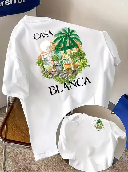 T-shirt graphique architectural esthétique Casablanca