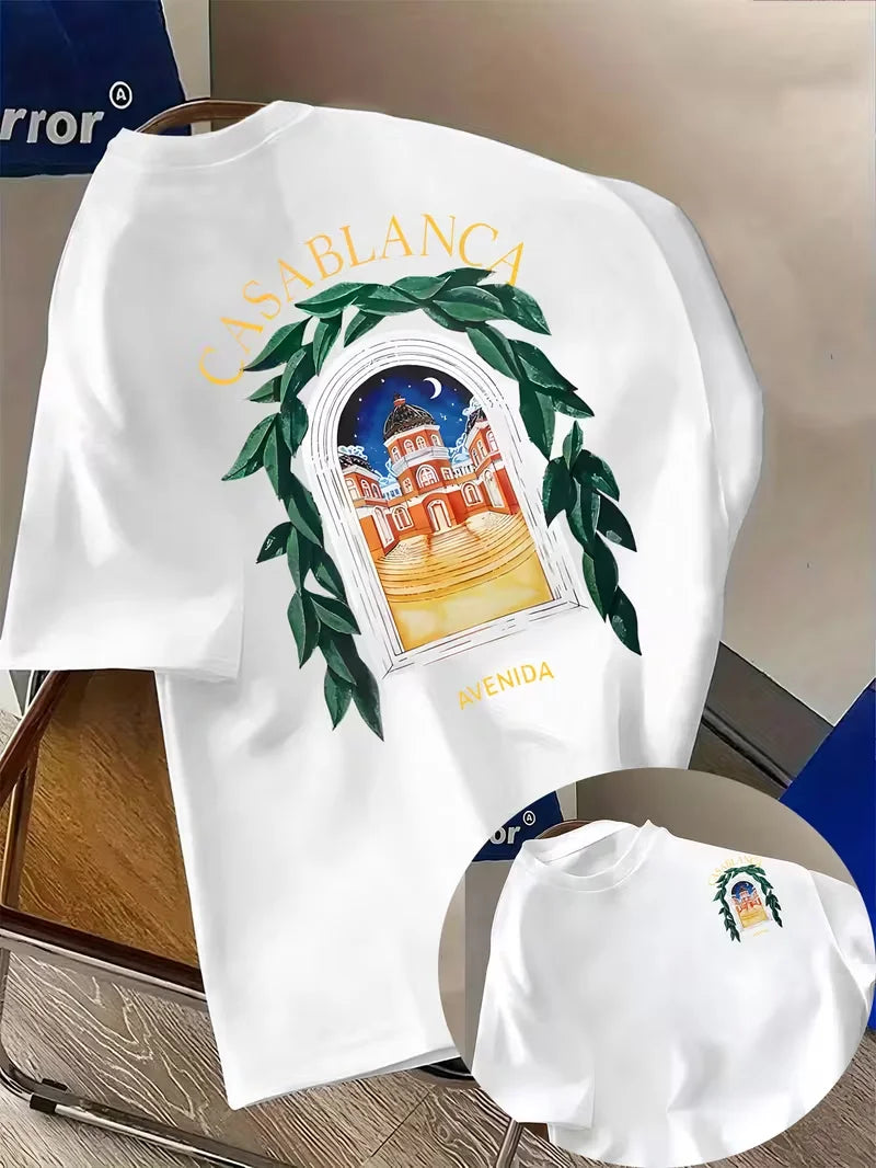 T-shirt graphique architectural esthétique Casablanca